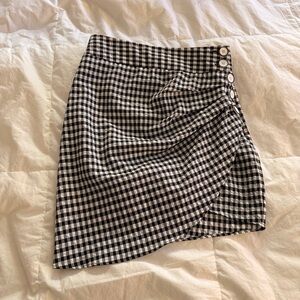 Zara Black and White Gingham Asymmetrical Wrap Skirt